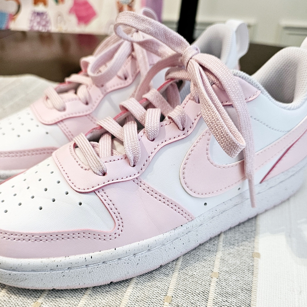 Nike Court Borough Low Recraft Big Kids Shoes, Size 4 Big Kids, Pink And White